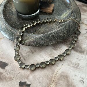 Authentic rare Jenna Lyons era Brûlée alternating crystal necklace smoke green